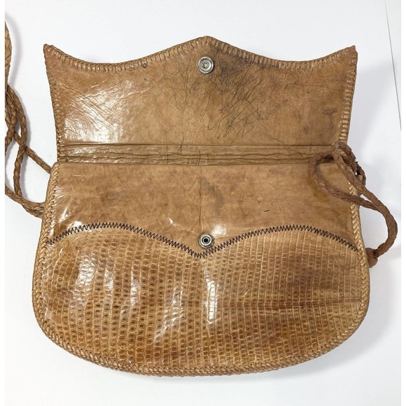 Real Full-Body Python Snakeskin/Leather Tan Cross/Shoulder Bag, Vintage c.1960’s - Picture 5 of 10